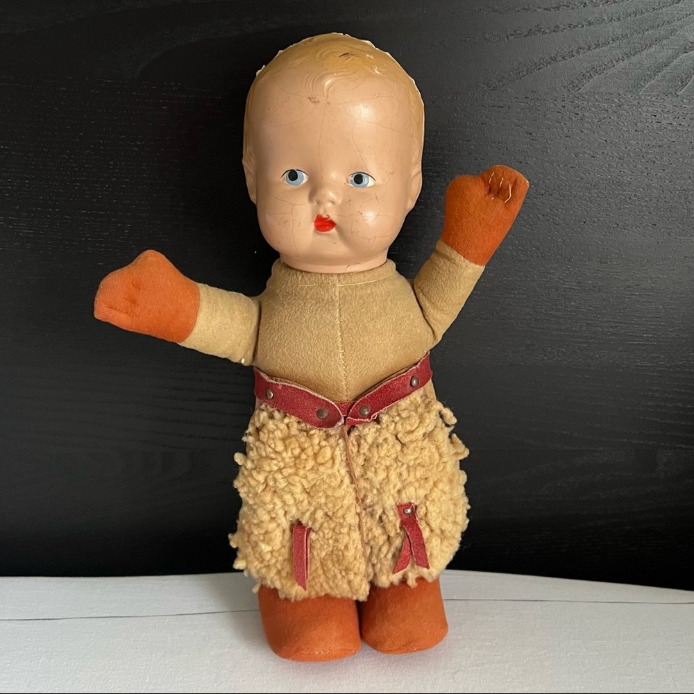 Buddy Lee doll. Rare Vintage Cowboy Doll 1930s1940s 13" tall with CHAPS.